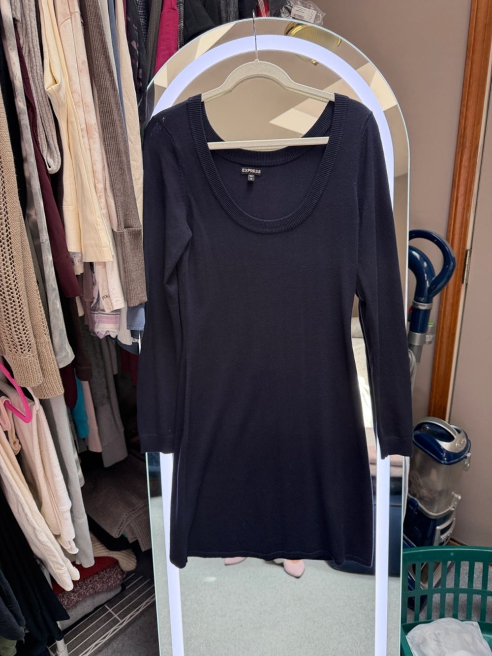 Express Navy  Long Sleeve Scoop Neck Knit Dress
